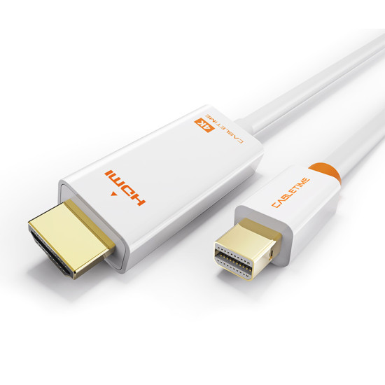 CABLETIME καλώδιο HDMI σε Mini DisplayPort CT-03G4K60, 4K, 1.8m, λευκό