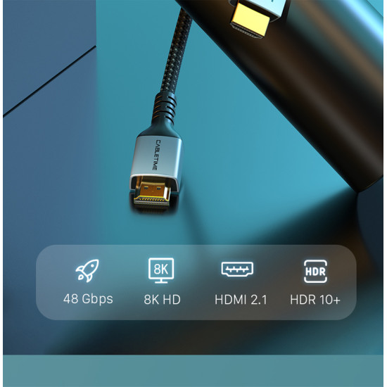 CABLETIME καλώδιο HDMI 2.1 CT-HM8K, 8K/60Hz, 48Gbps, 28AWG, 3m, μαύρο