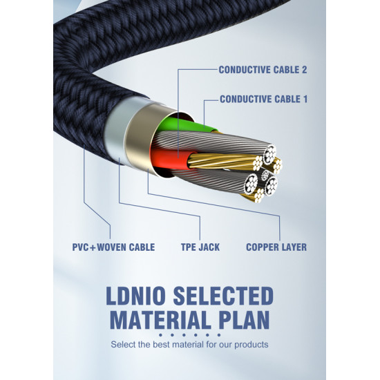 LDNIO καλώδιο Lightning σε USB LS691, 30W, 1m, γκρι