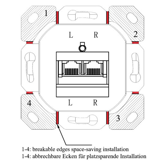 GOOBAY επιτοίχια πρίζα CAT 6e 68246, 2x RJ45, 80x80, λευκή