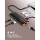 LDNIO USB hub DS-26U με θύρα δικτύου, 6 θυρών, USB-C σύνδεση, 100W PD, λευκό