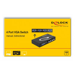 DELOCK VGA switch 87635, 4 ports, bidirectional, Full HD, μαύρο