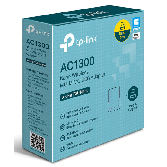 TP-LINK ασύρματος USB αντάπτορας δικτύου Archer T3U Nano, 1300Mbps, V.1