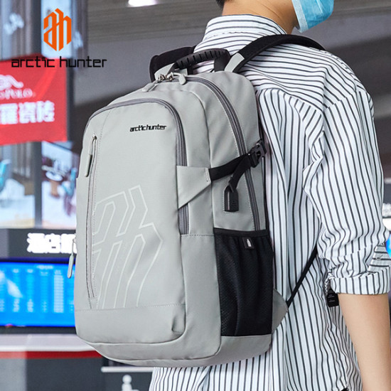 ARCTIC HUNTER τσάντα πλάτης B00387 με θήκη laptop 15.6", 26L, USB, γκρι