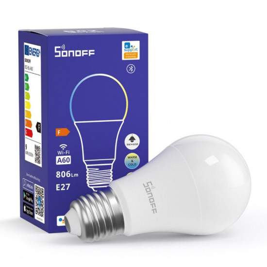 SONOFF smart λάμπα LED B02-BL-A60, Wi-Fi, 9W, E27, 2700K-6500K