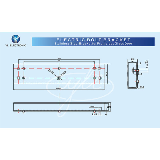 YLI ELECTRONIC βάση ηλεκτρικής κλειδαριάς BBK-700 για γυάλινη πόρτα