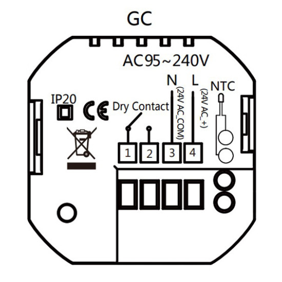 Smart θερμοστάτης αερίου BHT-15GCLW, WiFi, χωνευτός, λευκός