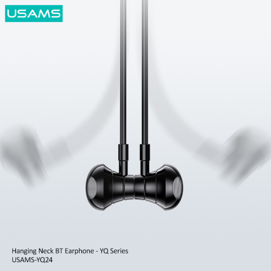 USAMS earphones YQ24 με μαγνήτη, Bluetooth, 130mAh, μαύρα