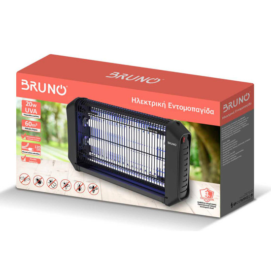 BRUNO ηλεκτρική εντομοπαγίδα BRN-0186 με UV λυχνία, 20W, μαύρη