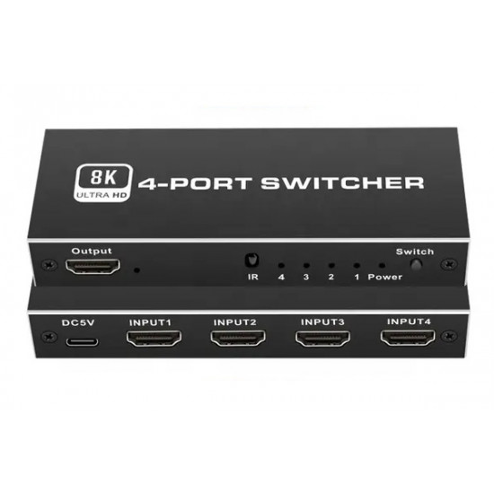 HDMI switch CAB-H149, 4-in σε 1-out, 4K/120Hz, 8K/60Hz, μαύρο