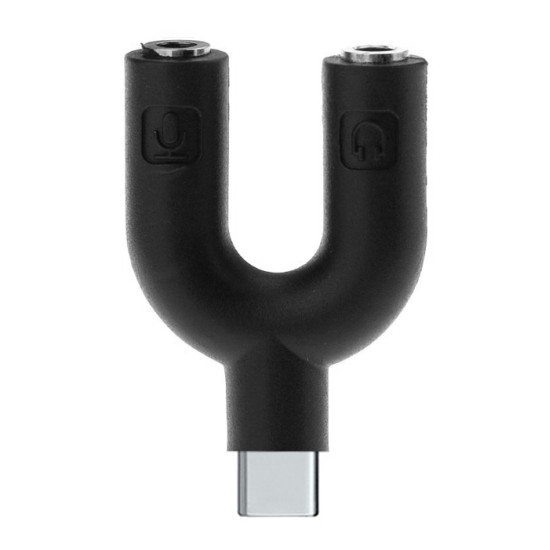 POWERTECH αντάπτορας USB-C σε 2x 3.5mm CAB-J052, μαύρος