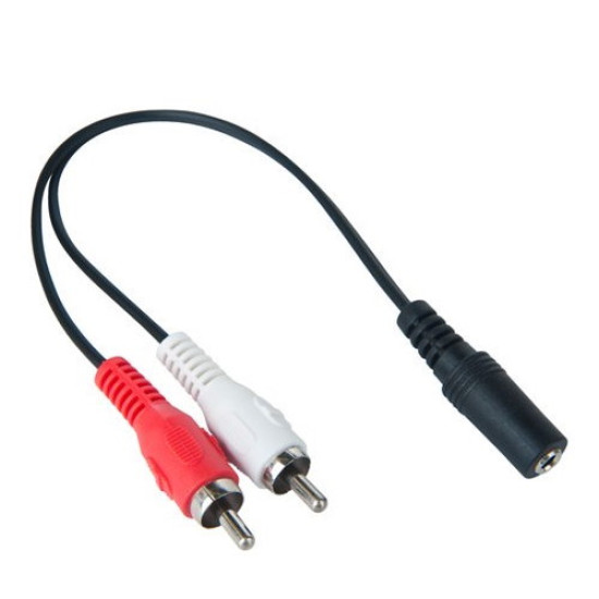 POWERTECH καλώδιο CAB-R015 3.5mm 3pin jack (F) σε 2x RCA (M), CCS, 0.2m