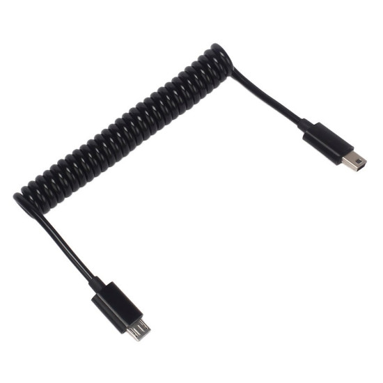 POWERTECH καλώδιο Micro USB σε USB Mini CAB-U124, σπιράλ, 1m, μαύρο
