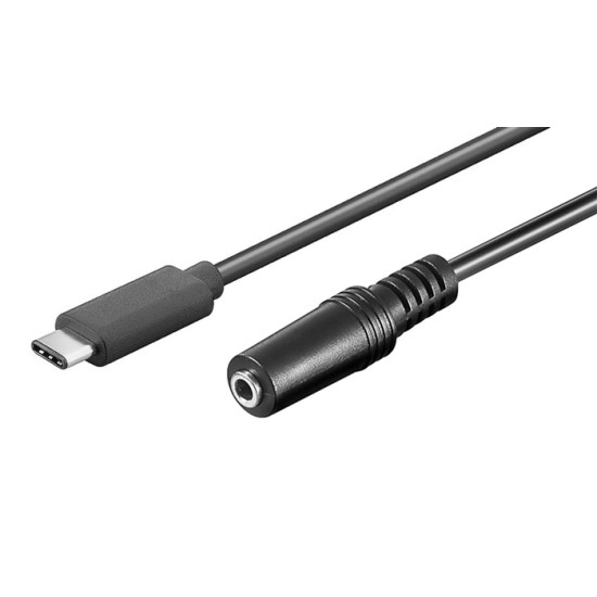 POWERTECH καλώδιο USB-C σε 3.5mm CAB-UC059 αρσενικό σε θηλυκό, 1m, μαύρο