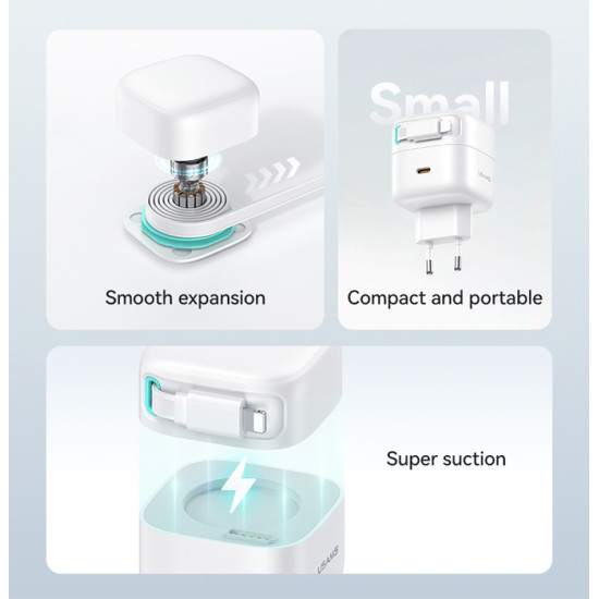 USAMS φορτιστής τοίχου US-CC209 καλώδιο Lightning, USB-C 35W GaN, λευκός