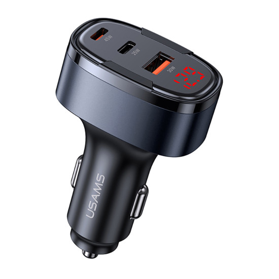 USAMS φορτιστής αυτοκινήτου US-CC257, USB/USB-C/Lightning, 100W, γκρι