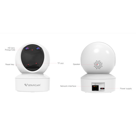 VSTARCAM smart κάμερα CS49D, 3MP, dual lens, WiFi, PTZ, SD