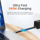 CABLETIME καλώδιο USB-C CT-FU4-AG, flat, 240W, 40Gbps, 8K/60Hz, USB4, 0.15m, μαύρο