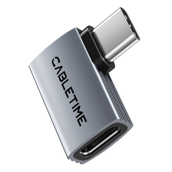 CABLETIME αντάπτορας USB-C CT-OTG41-AG, γωνιακός, USB4, 240W, 40Gbps, 8K, γκρι