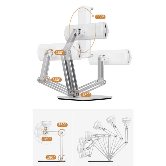 CABLETIME μεταλλική βάση tablet CT-PS03-AS, 4-13", ρυθμιζόμενη, λευκή