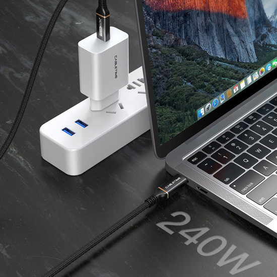 CABLETIME καλώδιο USB-C σε USB-C CT-USB4, 240W, 40Gbps, 8K/60Hz, USB4, 1m, μαύρο