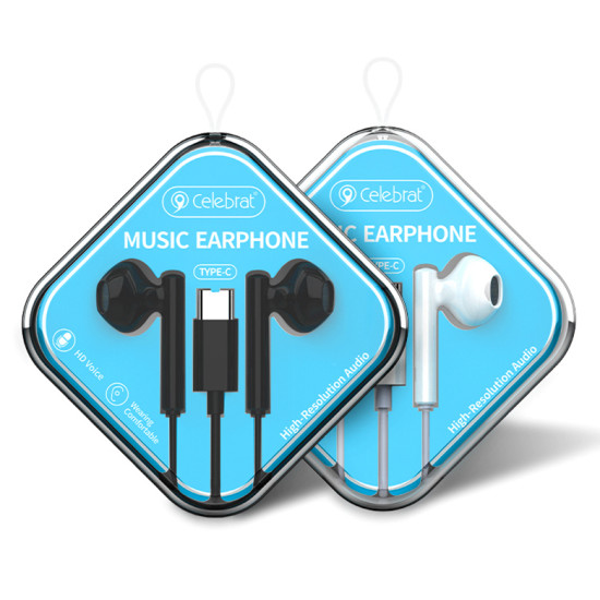 CELEBRAT earphones με μικρόφωνο G16, Type-C, 1.2m, λευκά