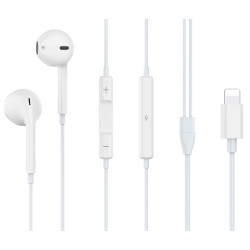 CELEBRAT earphones με μικρόφωνο G17, Lightning, 1.2m, λευκά