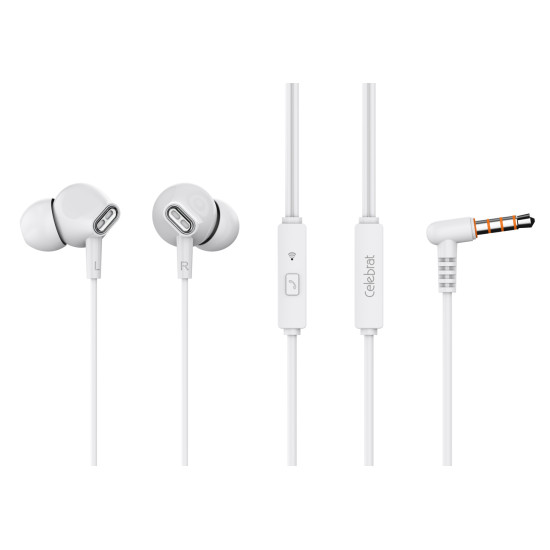 CELEBRAT earphones με μικρόφωνο G21, 3.5mm σύνδεση, Φ12mm, 1.2m, λευκά