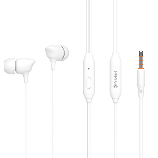 CELEBRAT earphones με μικρόφωνο G7, 3.5mm σύνδεση, Φ10mm, 1.2m, λευκά