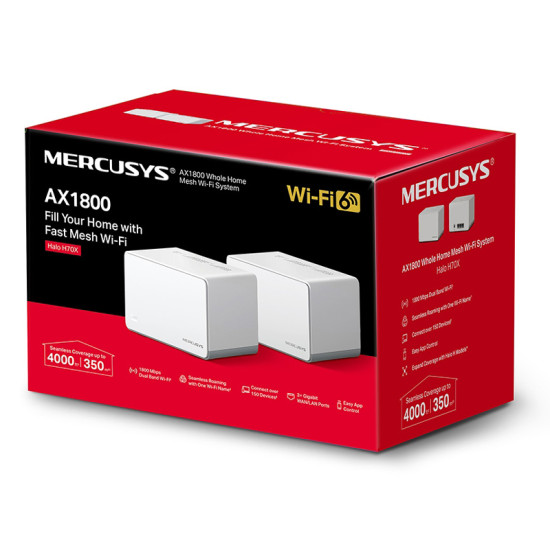 MERCUSYS Mesh Wi-Fi 6 System Halo H70X, 1.8Gbps Dual Band, 2τμχ, Ver 1.0