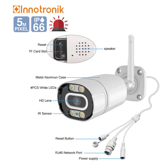 INNOTRONIK security camera τύπου Bullet ICS-B30, 5MP, WiFi, IP66