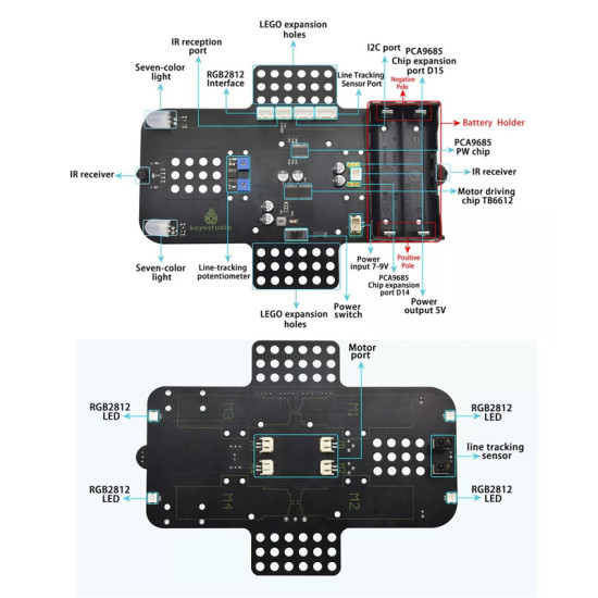 KEYESTUDIO 4WD mecanum robot car KS4031, για Micrο:bit, LEGO compatible