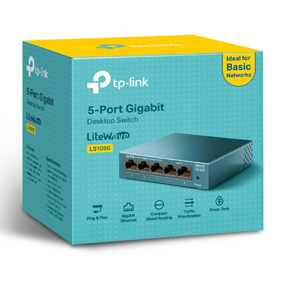 TP-LINK Desktop Switch LS105G, 5-port 10/100/1000Mbps, Ver. 1.0
