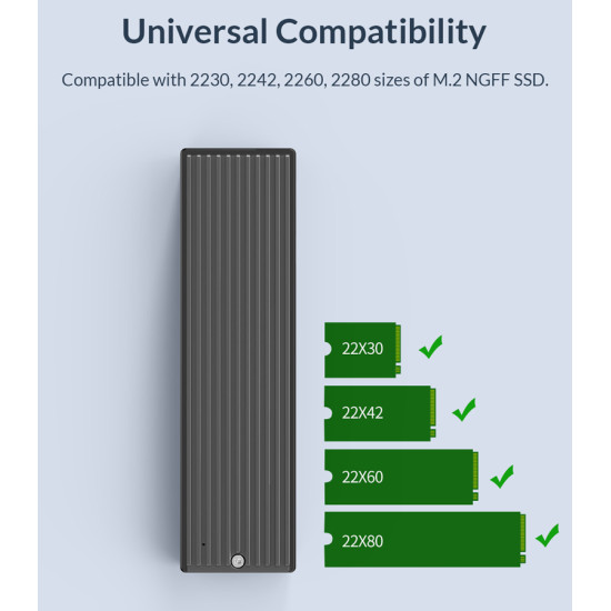 ORICO θήκη για Μ.2 SATA SSD M2PF-C3, 5Gbps, έως 2TB, μαύρο