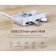 ORICO USB hub MH4PU-SV-BP με κλιπ, 4x θυρών, 5Gbps, USB σύνδεση, ασημί
