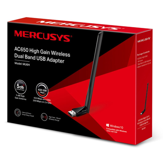 MERCUSYS ασύρματος USB αντάπτορας δικτύου MU6H, 650Mbps, 2.4/5GHz, V 1.0