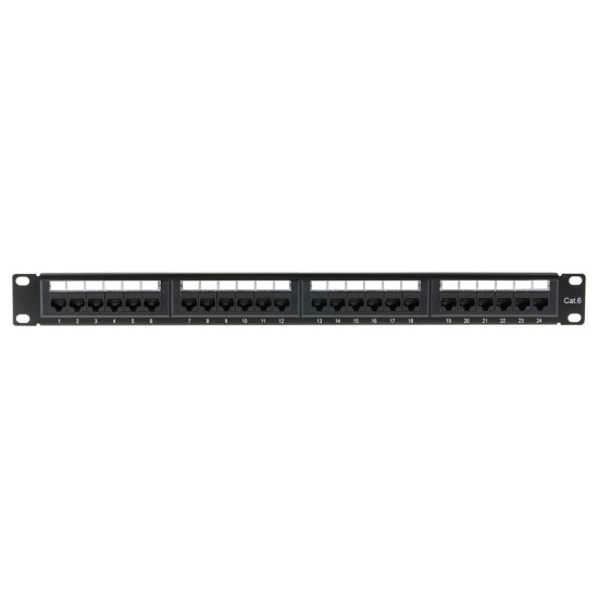 POWERTECH patch panel NETW-0027 για rack 19"/1U, 24 θυρών, CAT 6 UTP, μαύρο