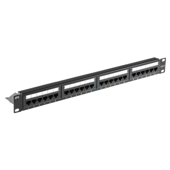 POWERTECH patch panel NETW-0027 για rack 19"/1U, 24 θυρών, CAT 6 UTP, μαύρο