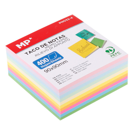 MP χαρτάκια σημειώσεων PN032-4, 90x90mm, 400τμχ, χρωματιστά
