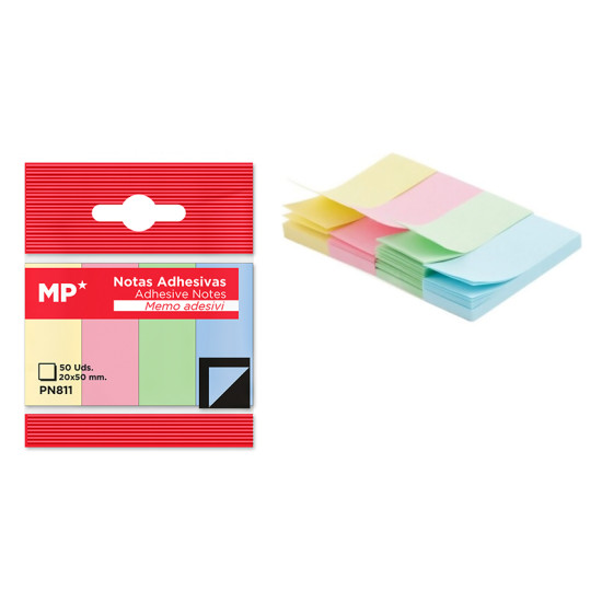MP αυτοκόλλητοι σελιδοδείκτες PN811, 20x50mm, 200τμχ, χρωματιστοί