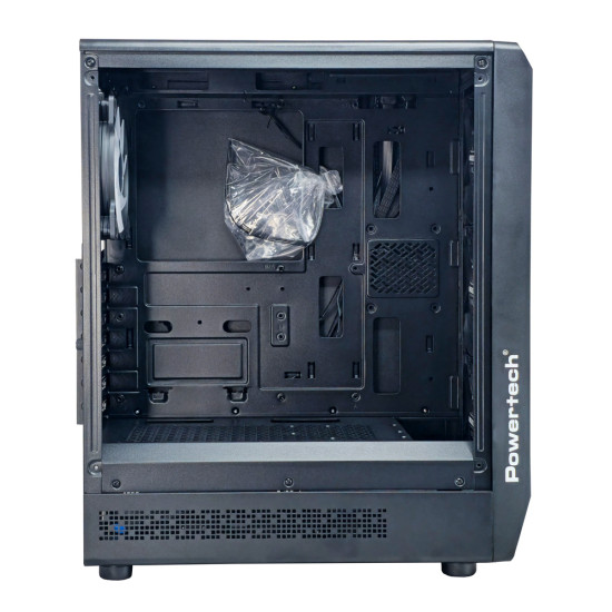 POWERTECH Gaming PC Case PT-1309, tempered glass, 4x ARGB fan, ATX, 340x200x436mm, μαύρο