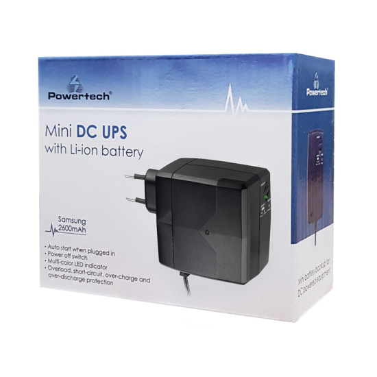 POWERTECH Mini DC UPS PT-749 με μπαταρία 2600mAh, 12V, 2.1A