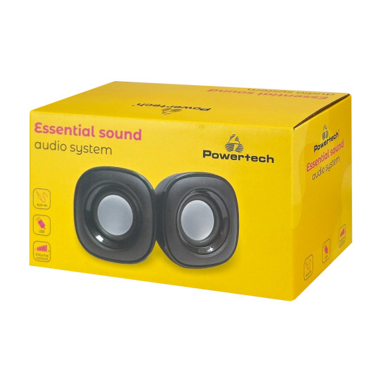 POWERTECH ηχεία Essential sound PT-844, 2x 3W, 3.5mm, μαύρα