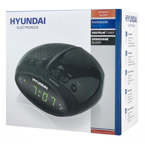 HYUNDAI επιτραπέζιο ρολόι & ραδιόφωνο RAC213B με ξυπνητήρι, μαύρο