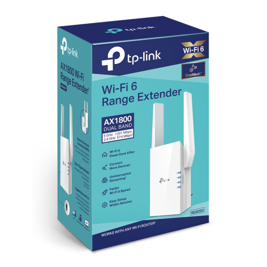 TP-LINK range extender RE605X, AX1800 dual band, WiFi 6, mesh, Ver 2.0