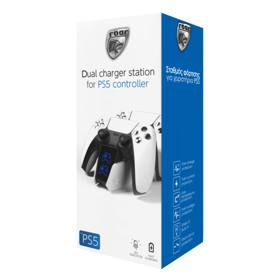 ROAR βάση φόρτισης gamepad RR-0020 για 2x PS5 DualSense, λευκή