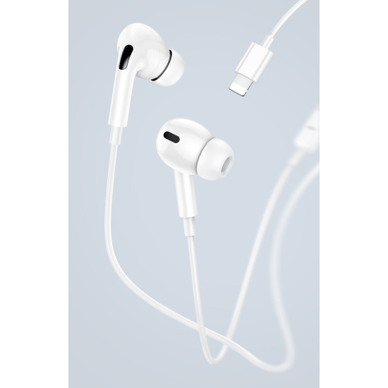 USAMS earphones με μικρόφωνο EP-41, Lightning, Φ10mm, 1.2m, λευκά