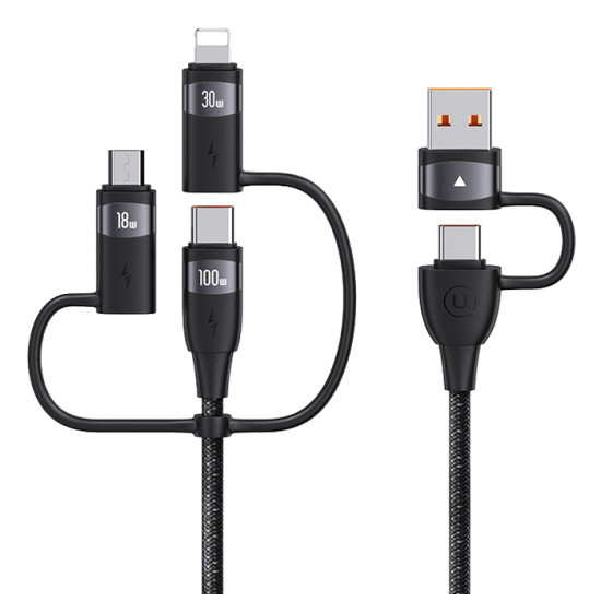 USAMS καλώδιο USB/USB-C σε 3 in 1 US-SJ646, PD 100W, 2m, μαύρο