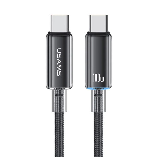 USAMS καλώδιο USB-C σε USB-C US-SJ660, 100W, 480Mbps, 1.2m, μαύρο