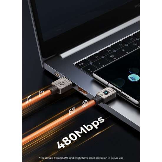 USAMS καλώδιο USB-C σε USB US-SJ686, 66W, 480Mbps, 1.2m, μαύρο